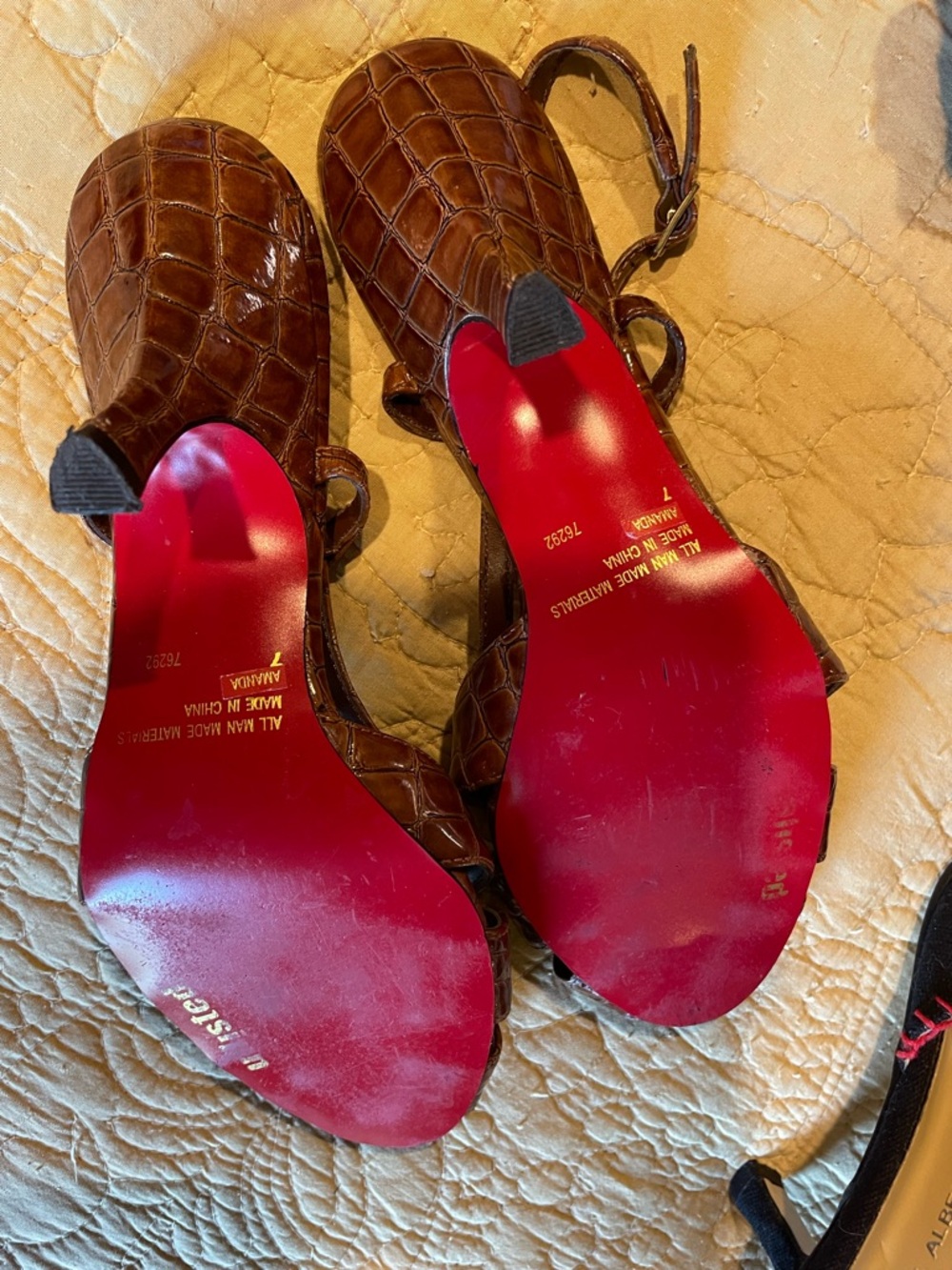 Unlisted Brown Croc-Embossed Open-Toe Slingback Sandals